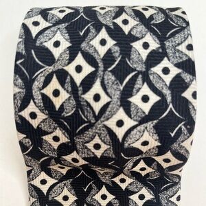 2/$30 CRICKETEER Black/Cream Abstract Silk Tie Eclectic Grandpa Style